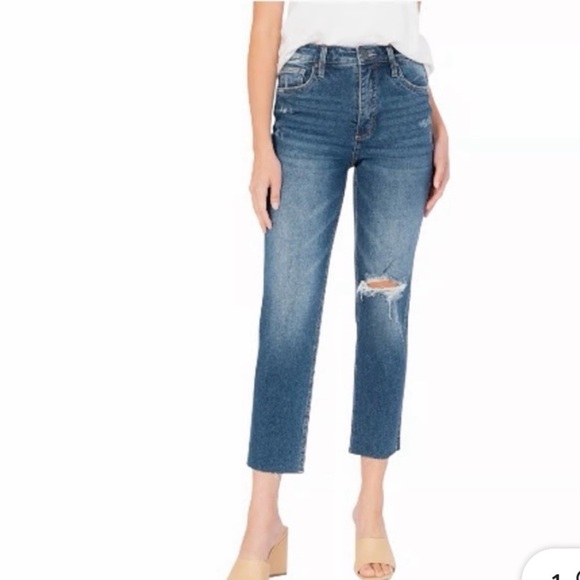 Kut from the Kloth Denim - Kut from the Kloth Distressed Blue Ankle Jeans Sz 4 RENA HIGH RISE STRAIGHT LEG